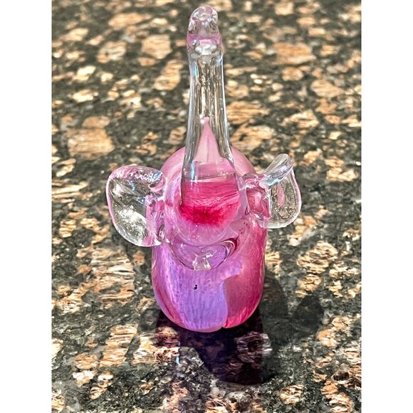 Blown Glass Pink Elephant Figurine 5.5" Tall Decorative Collectible Handcrafted - Picture 2 of 11